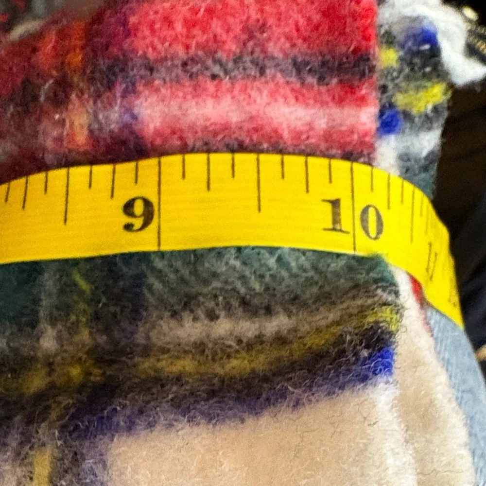 Vintage Plaid Red White Green Yellow Blue Wool Scarf